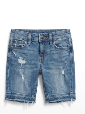 EUC Kid's GAP Blue Denim Distressed Bermuda Jean Shorts Size 5